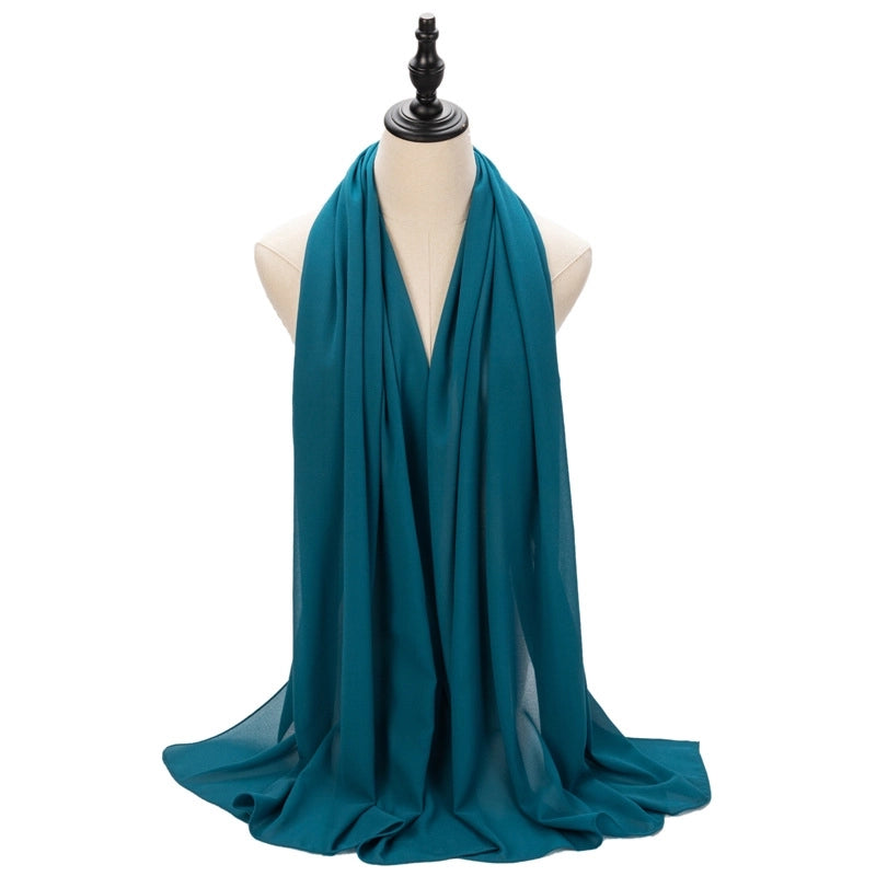 Hot Pearl Chiffon Yarn Muslim Women Hijab Silk Scarf Hui Turban Plain Long Scarf