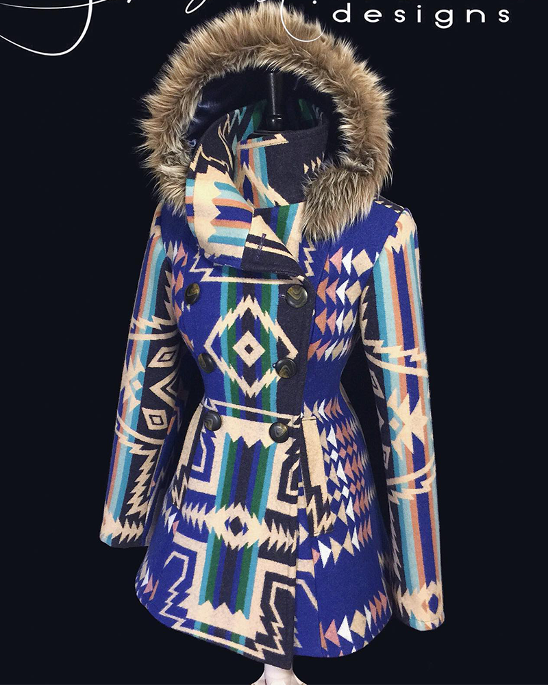Aztec Nationality Wollen Blanket Hand Made Coat ba93