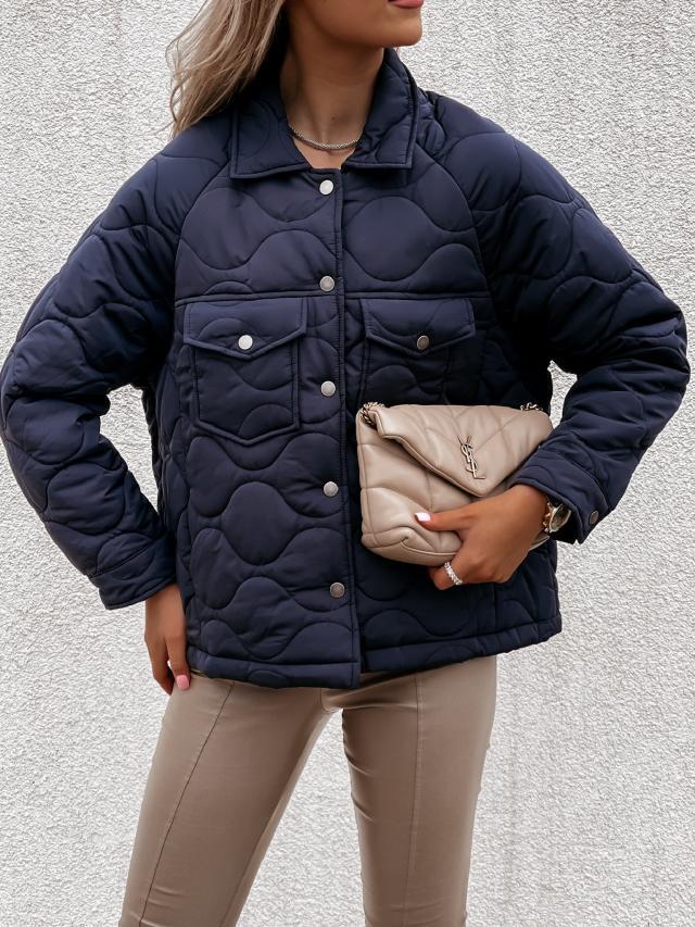 Chic Winter Long Sleeve Button Pocket Cotton-padded Jacket