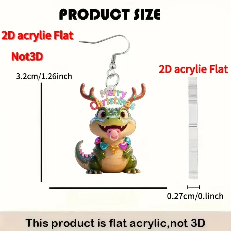 2d flat 1 pair mens womens cute earrings 2d flat acrylic green crocodile studs with     christmas party birthday gifts year round wear no s animal themed jewelry 2d flat christmas earrings christmas earrings for women christmas earings holiday earrings grandma earrings chritmas earrings christmas jewelry for women xmas earrings christmas stocking stuffers xmas earings christmas jewellery for women unusual earrings 5
