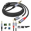 3.5mm To RCA Cable Nylon Braided 3.5mm 1/8 Inch Male TRS To 2 RCA Y Splitter Cable for Smartphones MP3 Tablets Speakers HDTV