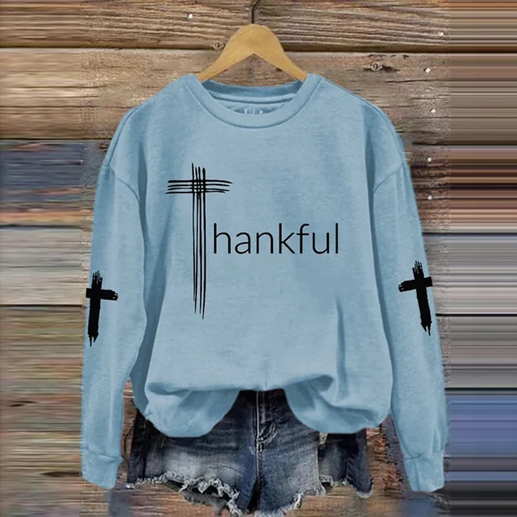 Thanksgiving THANKFUL Cross Casual Sweatshirt