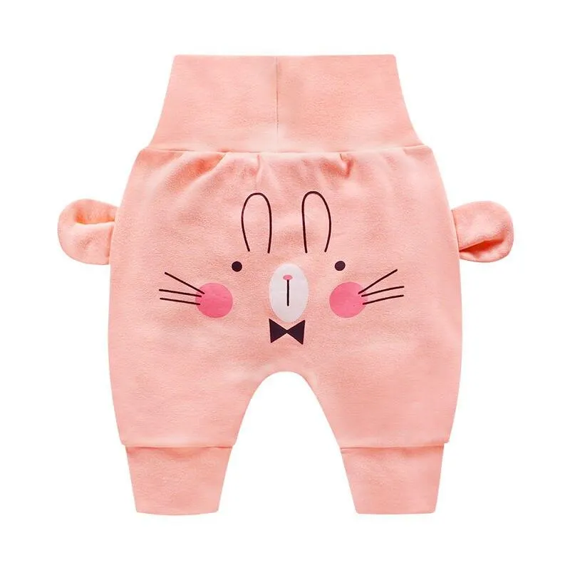 Baby Cute Pants Boys Girl Cartoon High Waist Protection Belly Children Toddler Spring Autumn Winter Newborn Warm Velvet Trousers