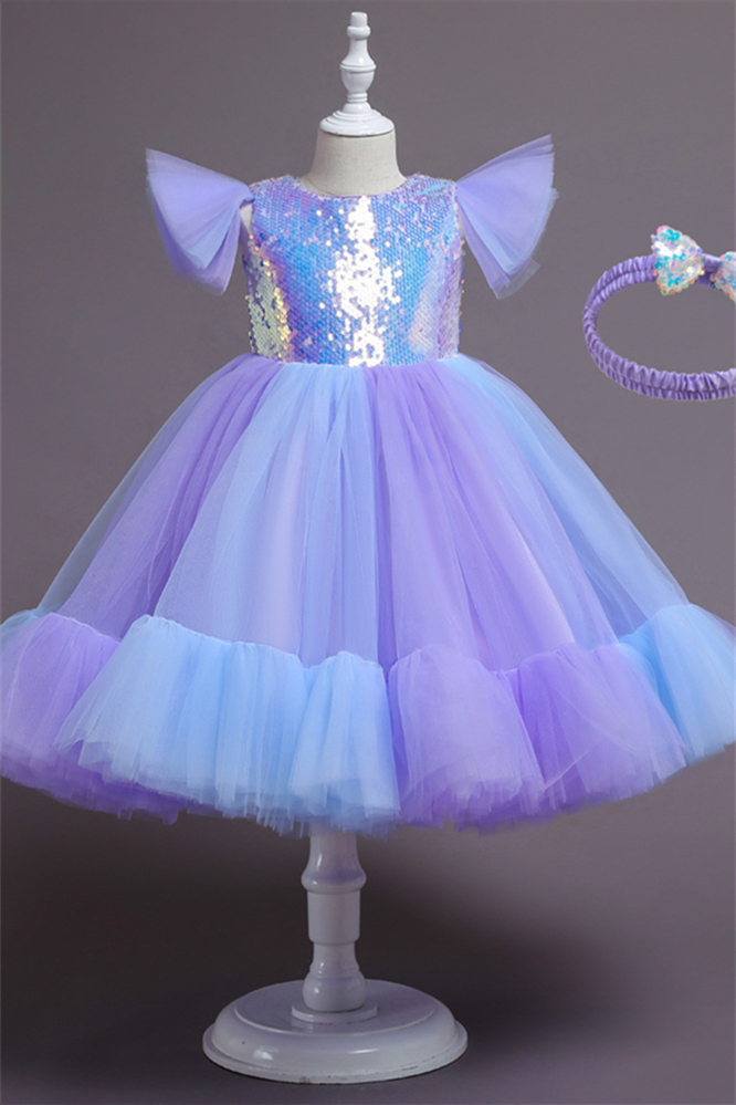 Pretty Mix Color Tulle Little Girl Dress Sequins Long Online - lulusllly