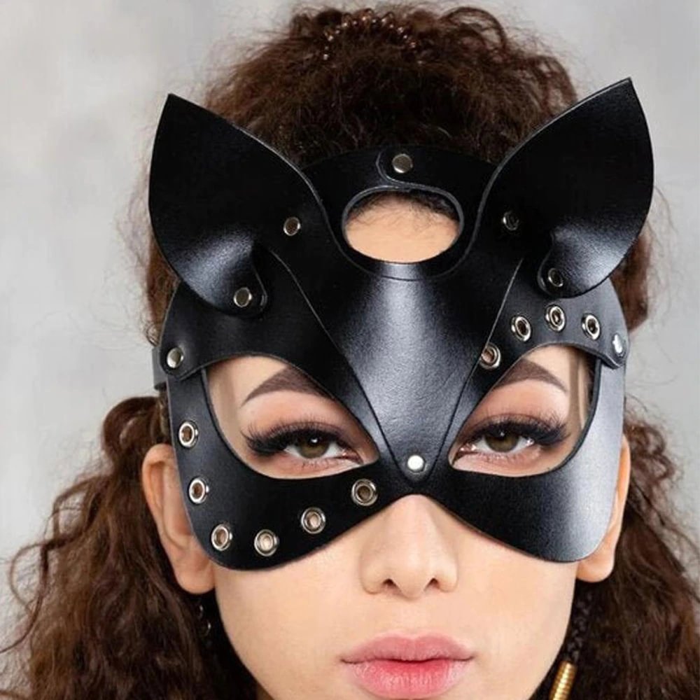 Billionm Fullyoung Halloween Cosplay Woman Face Mask Anime Squid Game PU Leather Cat Masks Festival Rave Adult Masquerade Party Masks