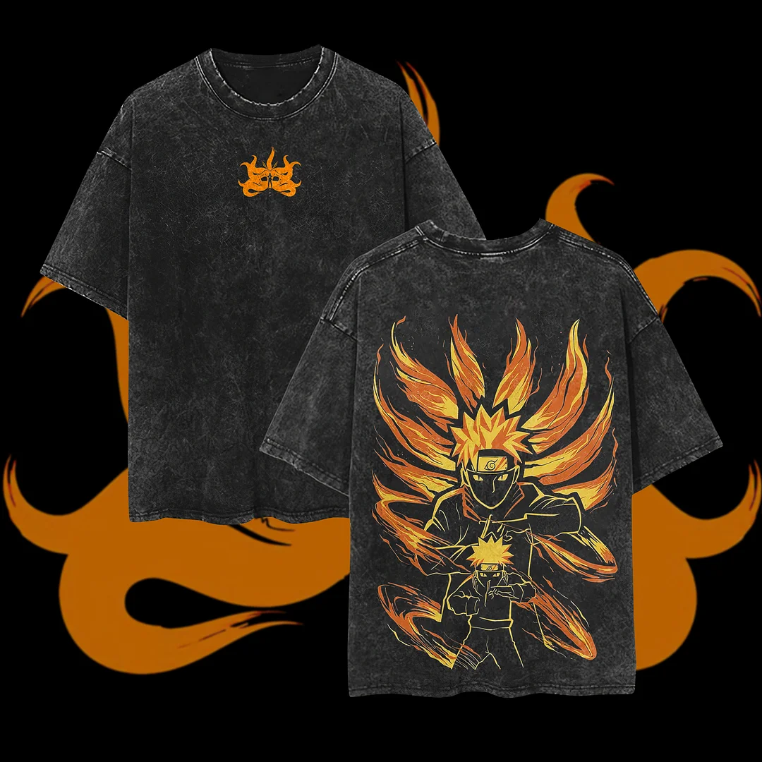 Naruto Anime Printed Oversize Washed T-Shirt