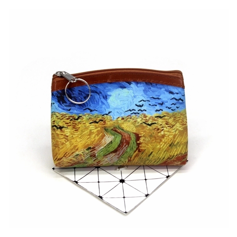 Women’s Oil Painting Pu Leather Zipper Coin Purses