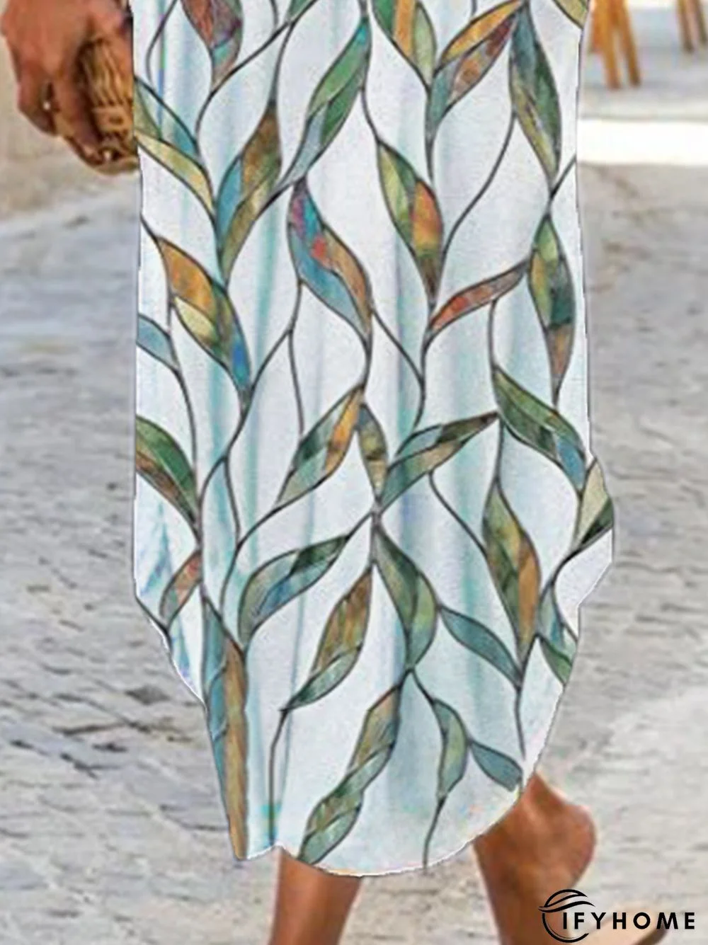 Plus Size Vintage Boho Holiday Crew Neck Shift Casual Short Sleeve Dresses | IFYHOME