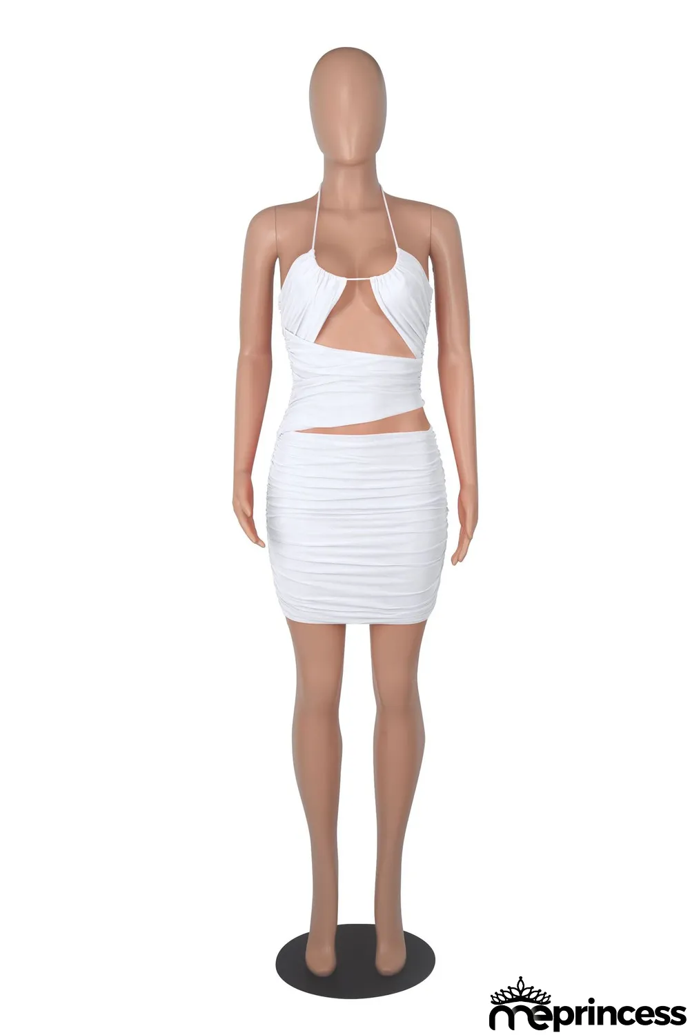 Women Summer Straps Sexy Pleated Backless Bodycon Dress