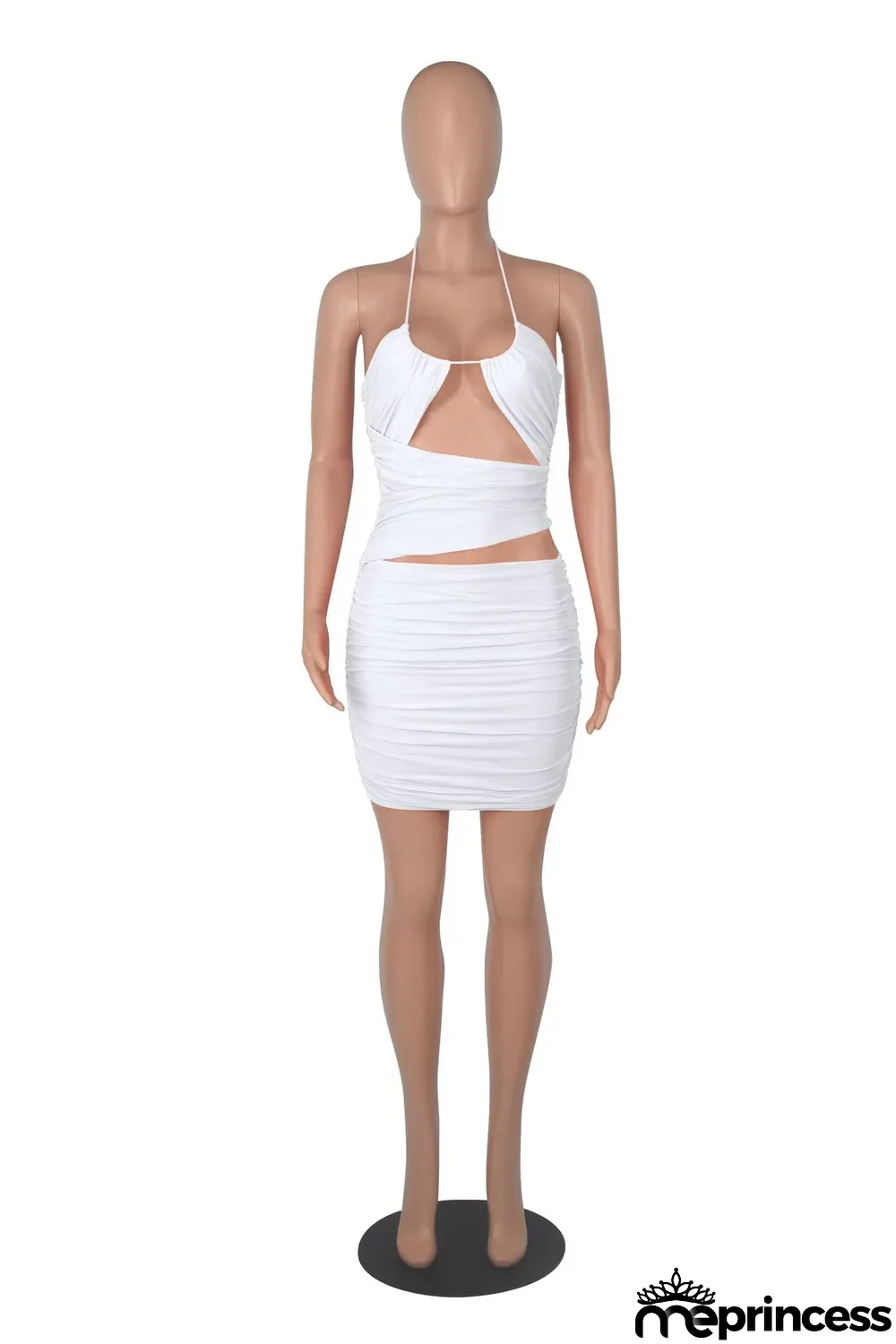 Women Summer Straps Sexy Pleated Backless Bodycon Dress