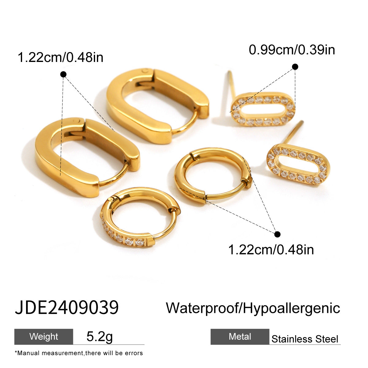 Jie Ding Three Pairs Of Stainless Steel Zircon Earrings Niche Pearl Earrings Titanium Steel Earrings