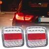 2Pcs 12V 26 LED Stop Tail Light Trailer Rear Reverse Brake Stop Lamp (White)
