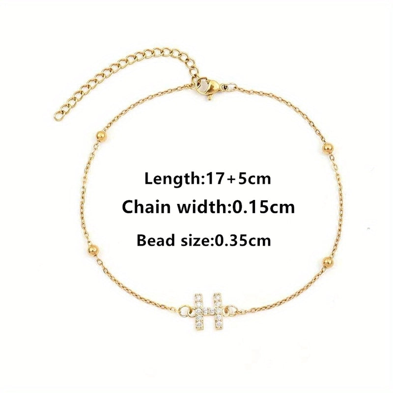 Elegant Minimalist Letter 201 Stainless Steel 304 Stainless Steel Zircon Bracelets In Bulk