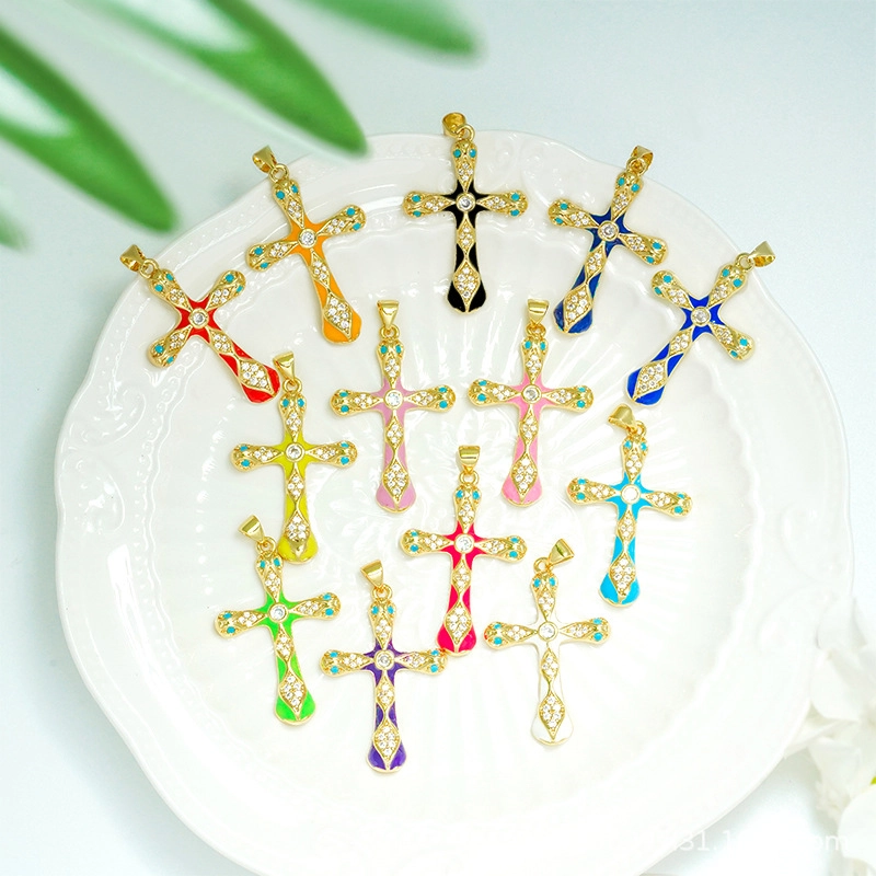 1 Piece Copper Rhinestones Cross Pendant