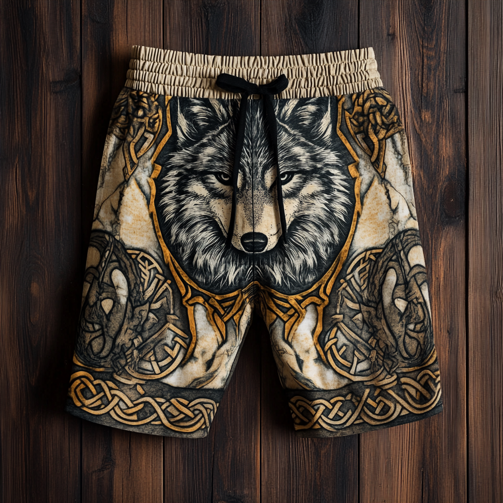 Men's Viking Nordic Wolf Knot Totem Vintage Sport Shorts