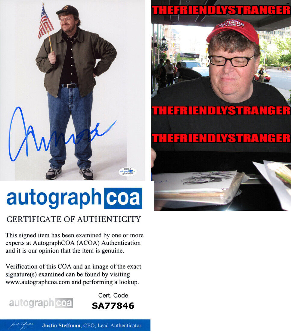 MICHAEL MOORE signed Autographed 8X10 Photo Poster painting c PROOF - Director ACOA COA