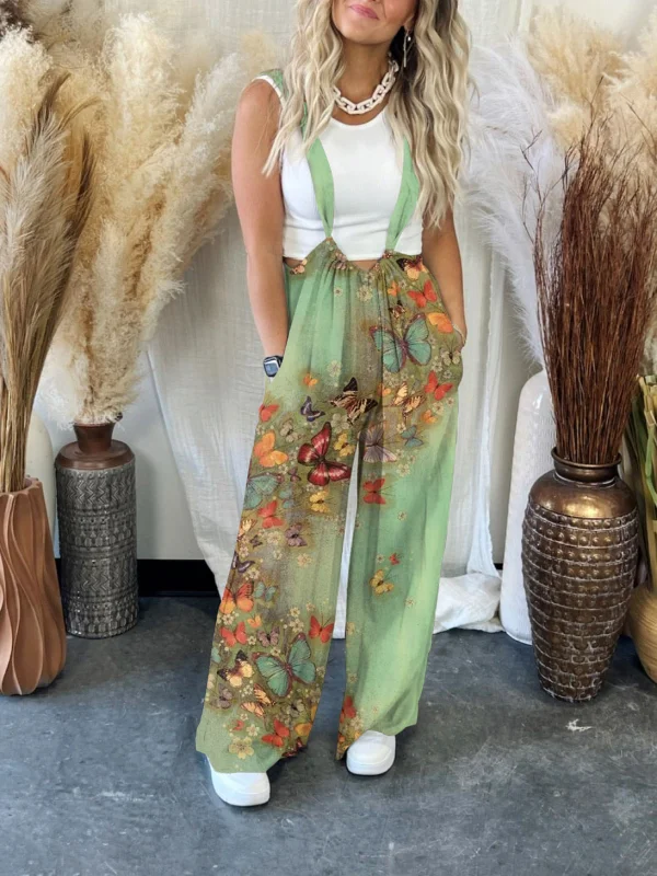 Butterful Print Soft Loose Dreams Jumpsuit