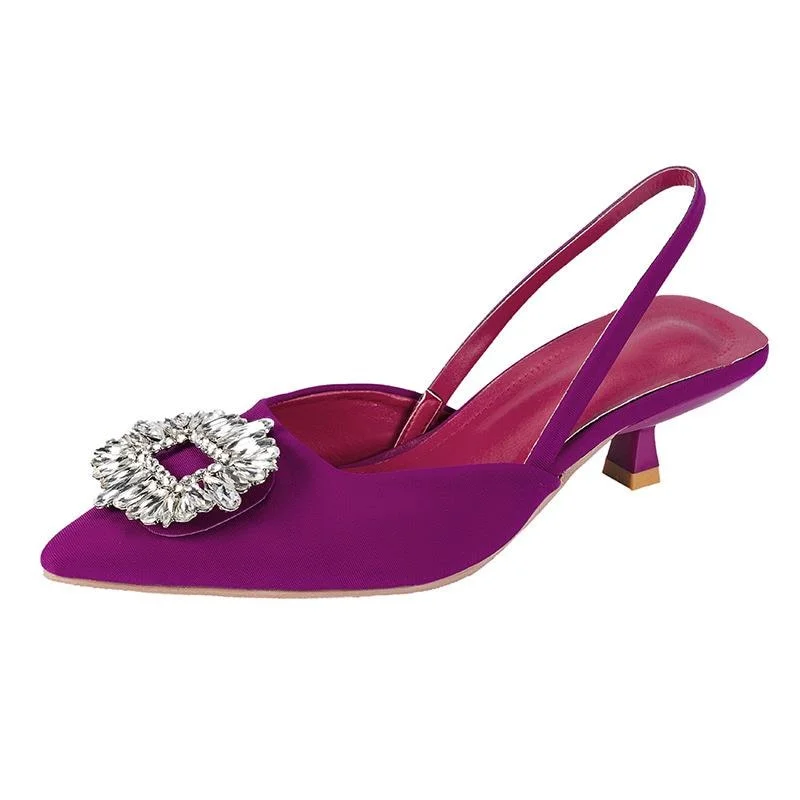 Stiletto Heels 2022 Summer Suit Comfort Shoes For Women Sandals Female Purple New Girls Low Pointed High Black Big Large Size