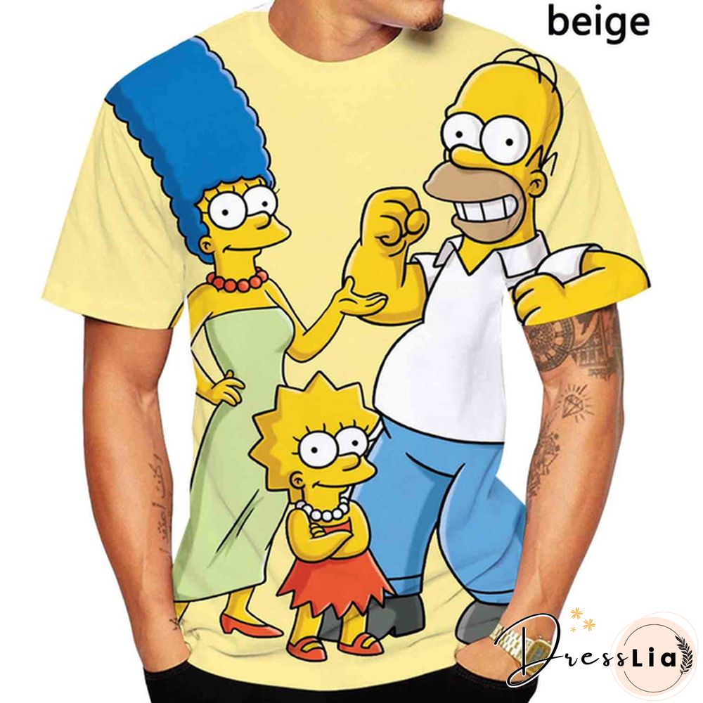 New Fashion 3D Print the Simpsons Cool T-shirt Men/women Short Sleeve Unisex Round Neck Tees