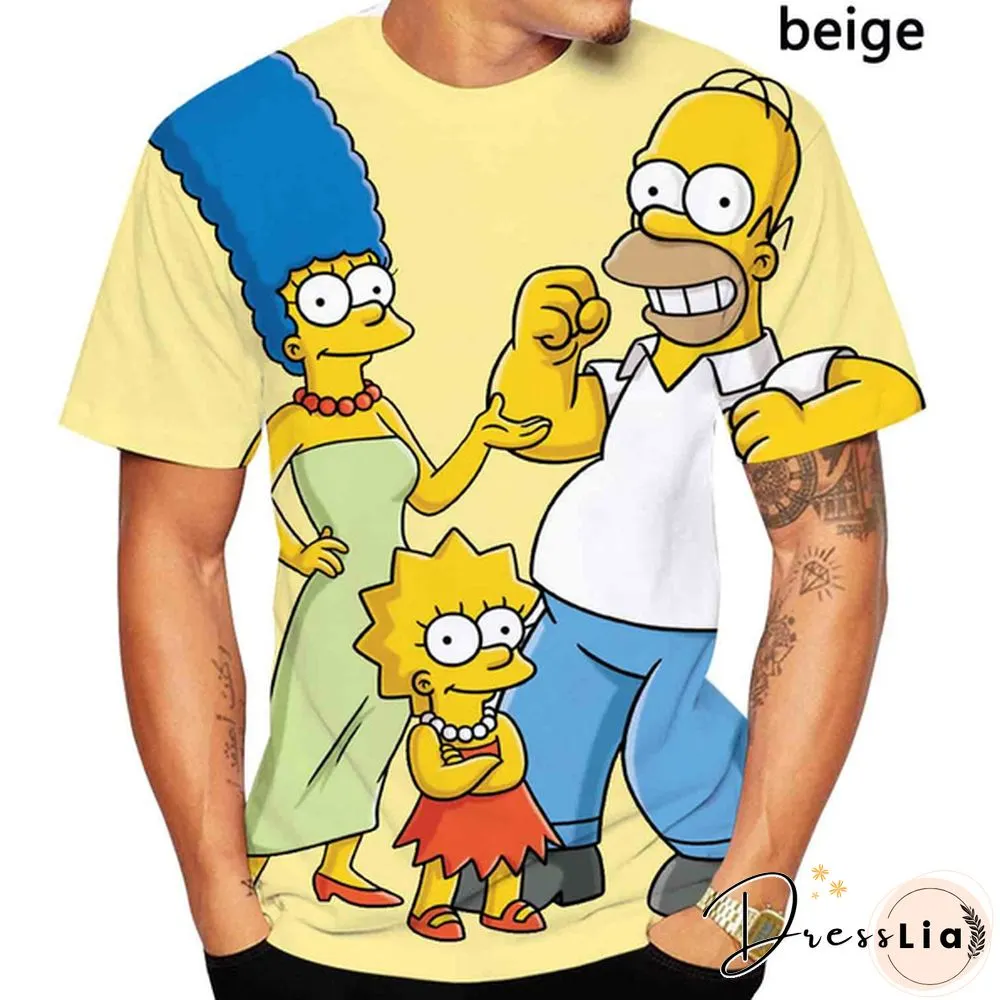 New Fashion 3D Print the Simpsons Cool T-shirt Men/women Short Sleeve Unisex Round Neck Tees