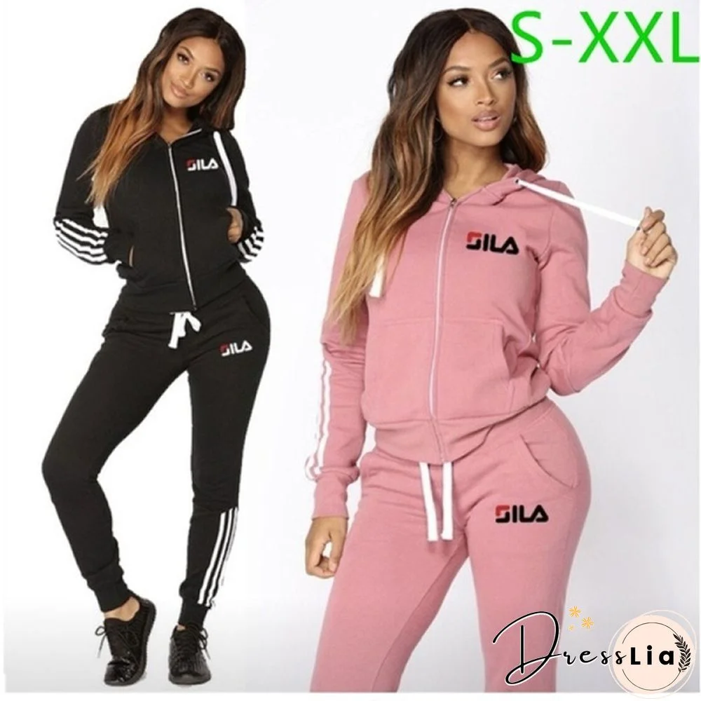 Autumn Fashion Women Outdoor Sweatshirt and Pants Set Lady Casual Zipper Coat Two Piece Sport Jacket Jogging Suit workout clothes 3colour S-XXL