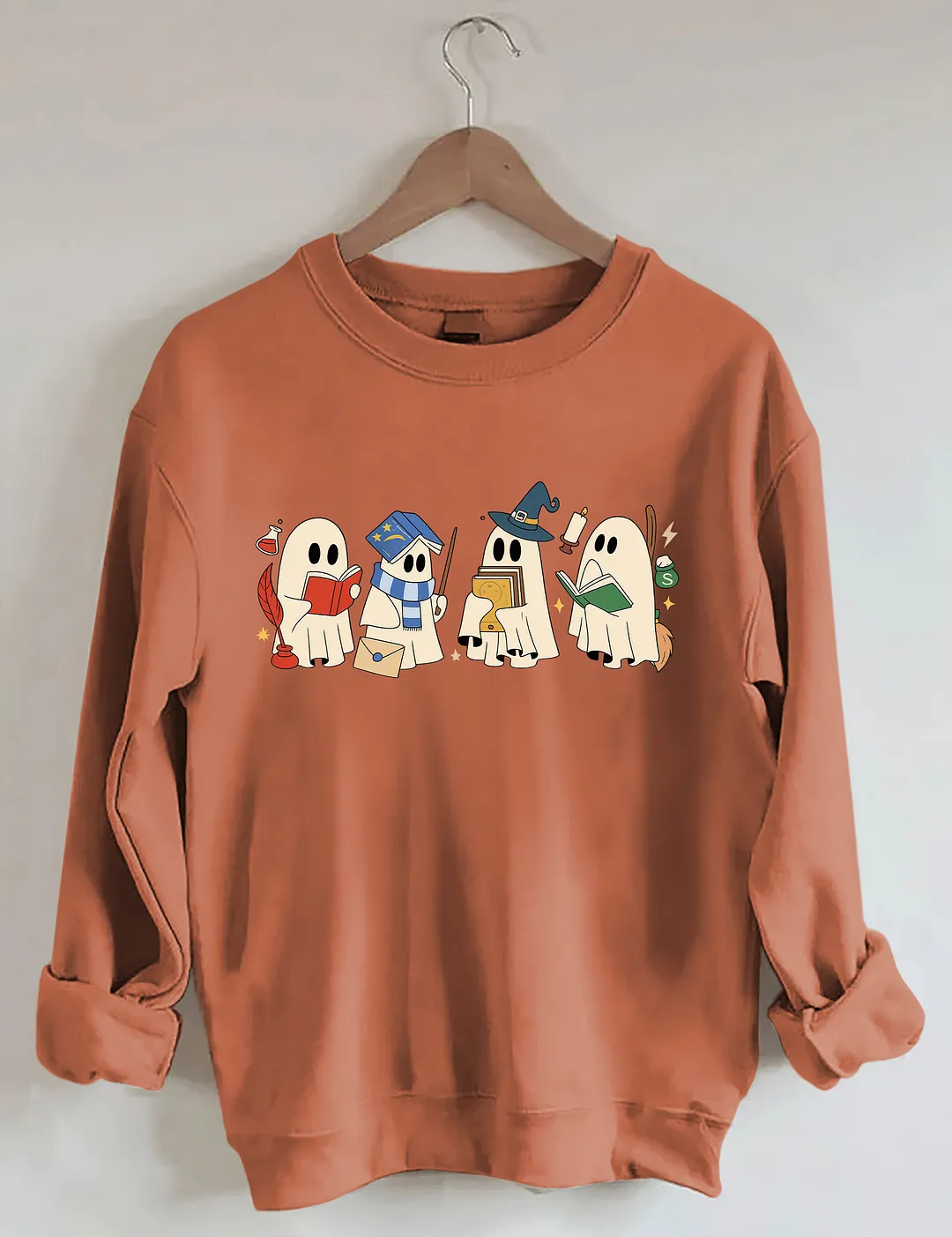Halloween Ghosts Reading Book Sweatshirt
