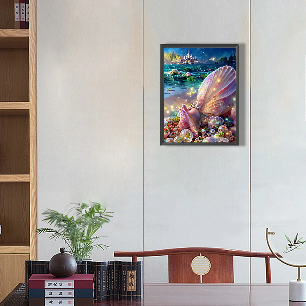 5D DIY Full Square Drill Diamond Painting Beach Shell Kit Home Decor Art Craft