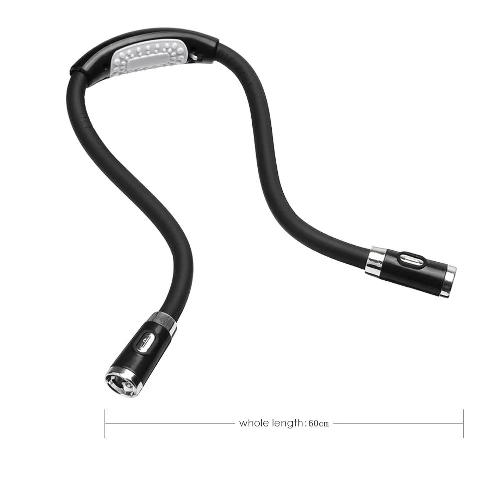 LED Flexible Handsfree Hug Neck Reading Book Light Torch Flashlight (Black)