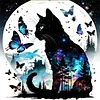 Black Cat Butterfly-11CT Stamped Cross Stitch 40*40cm tapestrymarket