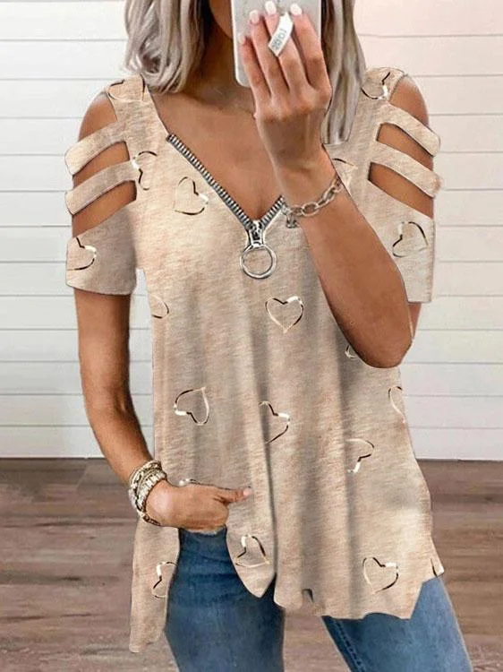 Women's V-neck Half Sleeve Short Sleeve Tops