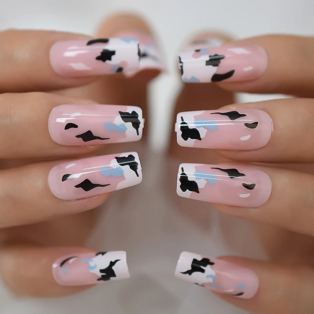 Long Ballerina Pre-designed Fake Nails Matte Butterfly Press On Nails Decal Coffin Shape Purple False Nail-Nail Inspo