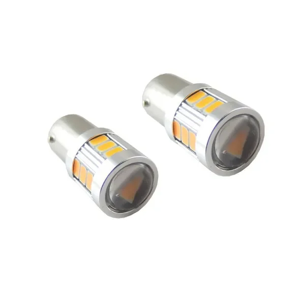 2pc Univeral Tuning Error Free Amber Yellow 18-SMD BAU15S 7507 LED Bulb for Turn Signal Light Durable Car