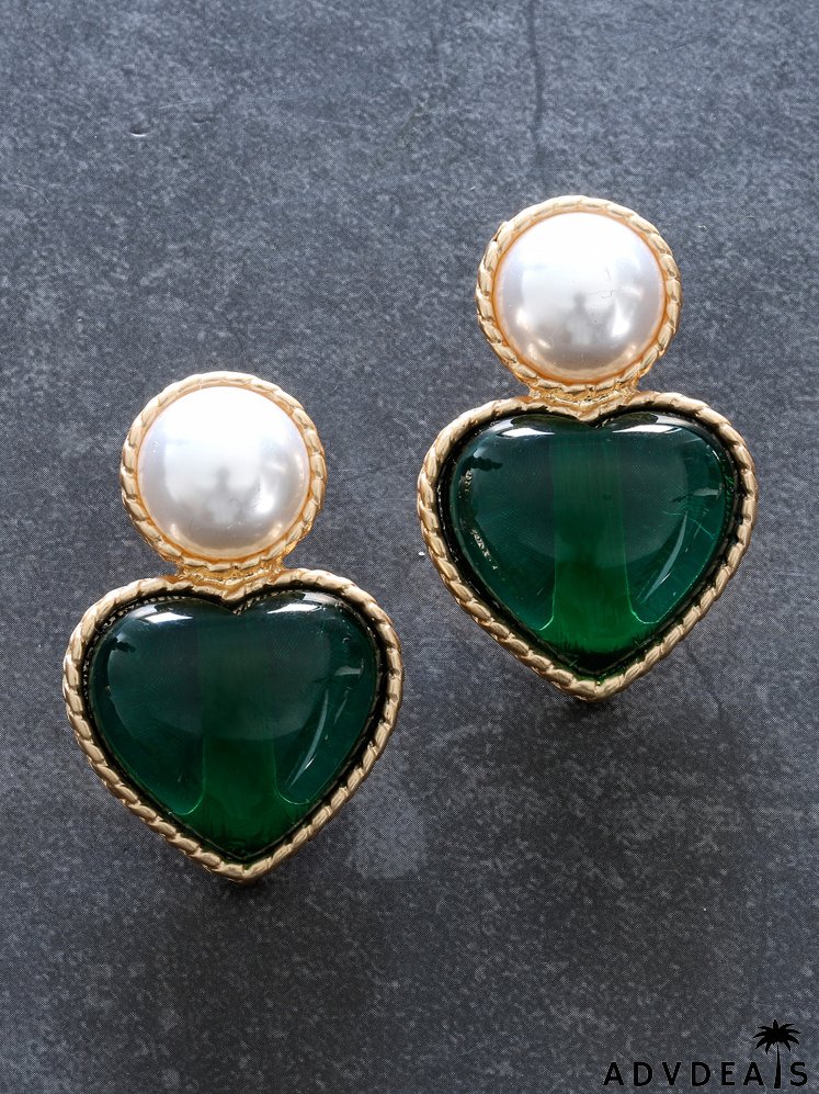 Faux Pearl & Heart Decor Earrings