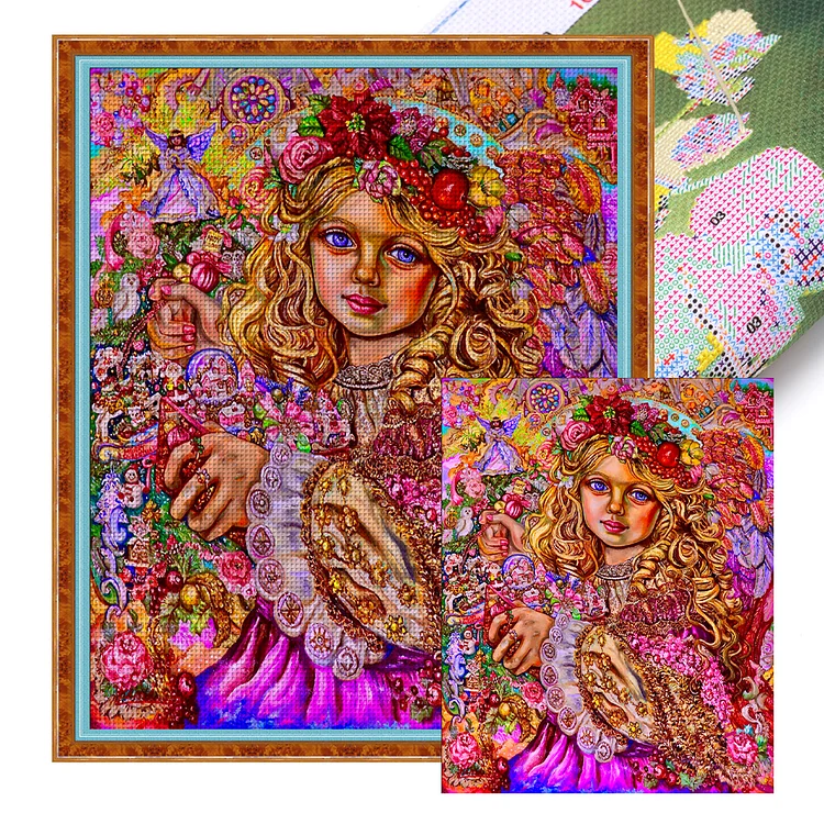 Classical Doll Girl 11CT Stamped Cross Stitch 50*60CM