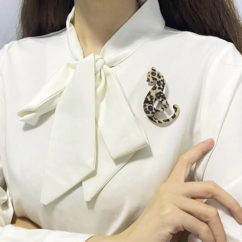 Fierce Fashion Handmade Acrylic Leopard Brooch Pin