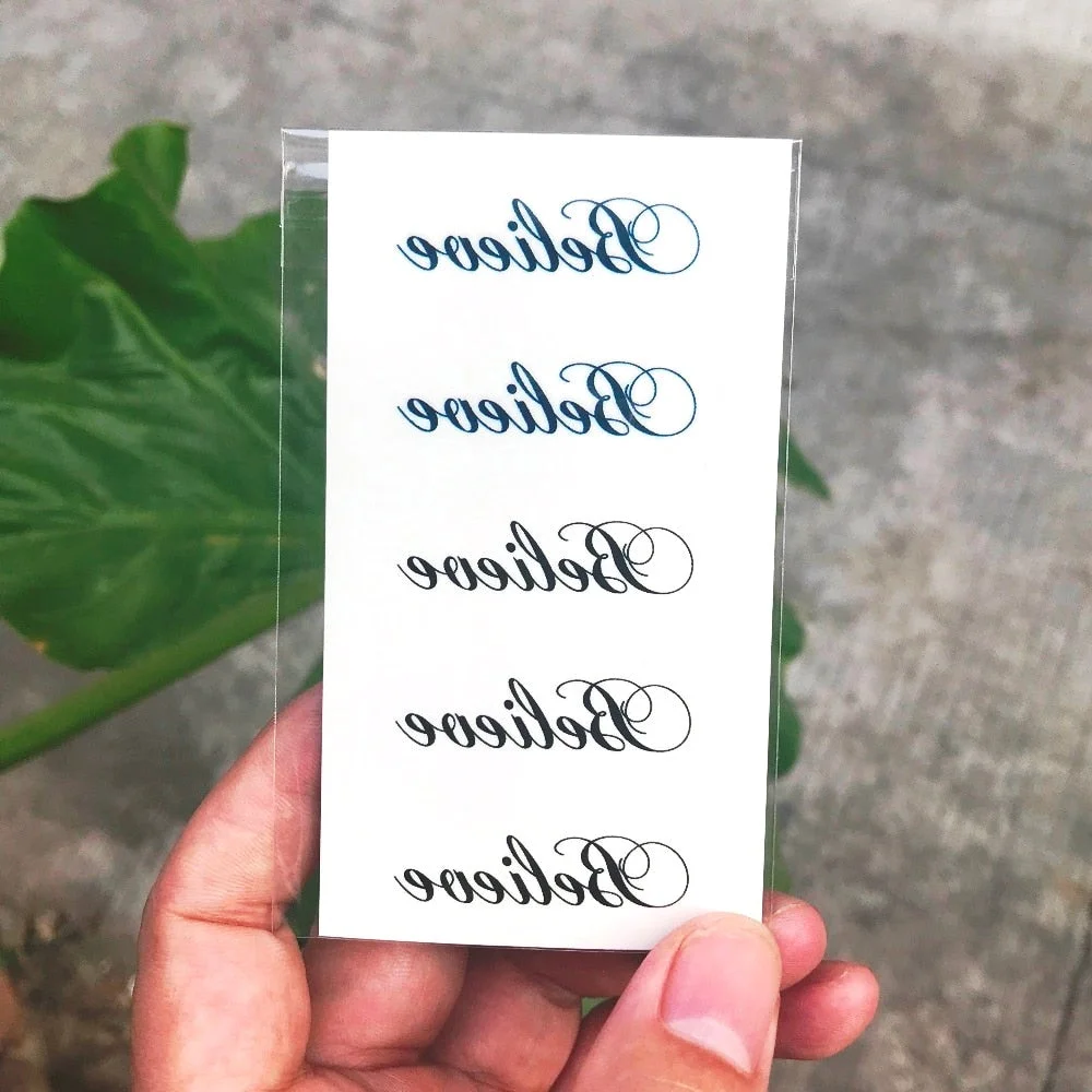 Waterproof Temporary Tattoo Sticker Believe freedom heart miss English letter alphabet tatto flash tatoo fake tattoos for girl
