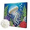DIY Pearl Painting Jellyfish with Frame for Home Wall Decor(25x25cm)