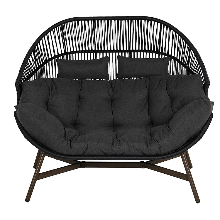 Wicker cushioned discount cuddle patio chair