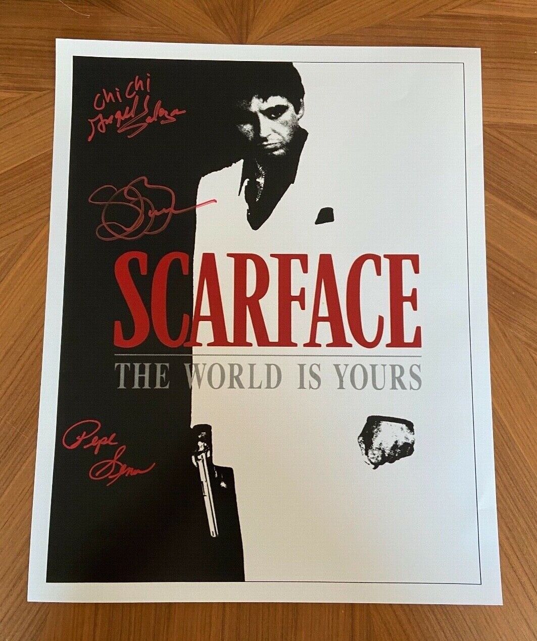 *SCARFACE* signed 16x20 Photo Poster painting *STEVEN BAUER, ANGEL SALAZAR, PEPE SERNA* PROOF 6