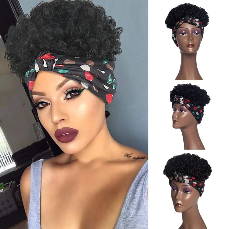 Hot Sexy Kinky Curly Wigs with Dot Headband-elleschic