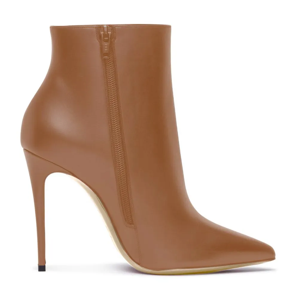 100mm Women's Closed Pointed Toe Stilettos Ankle Matte Boots-vocosishoes