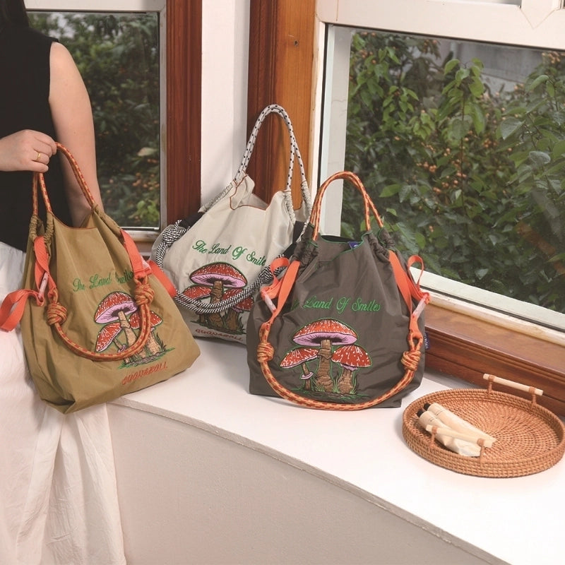 Women's Vintage Style Classic Style Mushroom Nylon Shopping Bags