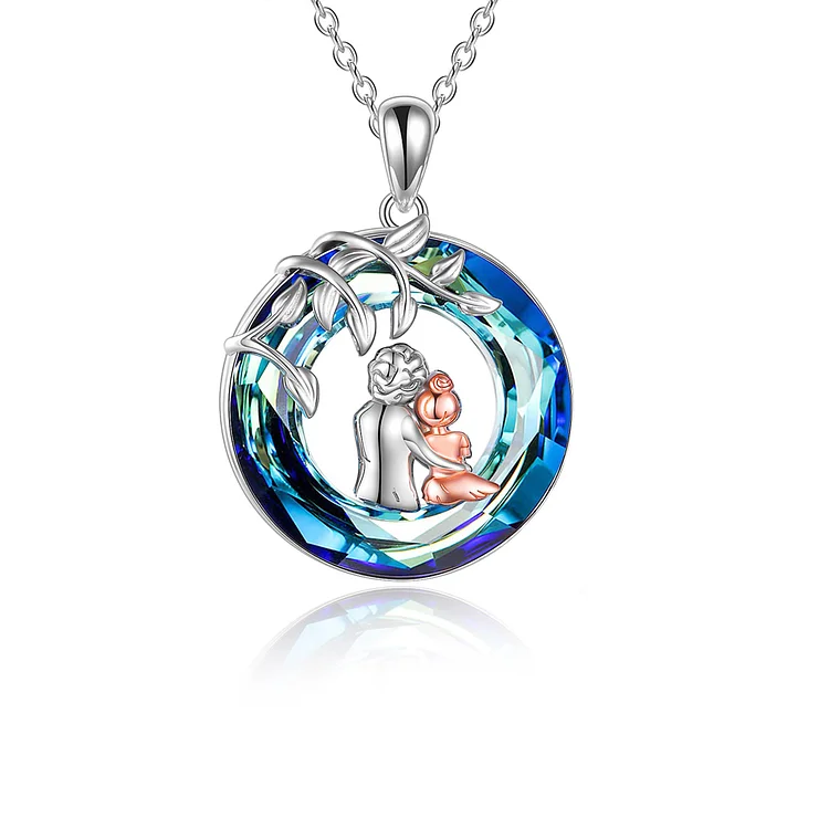 For Granddaughter - S925 I Think of You and Love You Every Day Blue Crystal Necklace