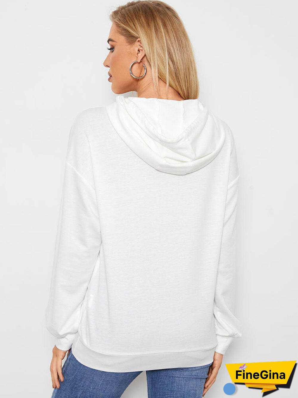 Heart Mesh Kangaroo Pocket Drawstring Loose Hoodie