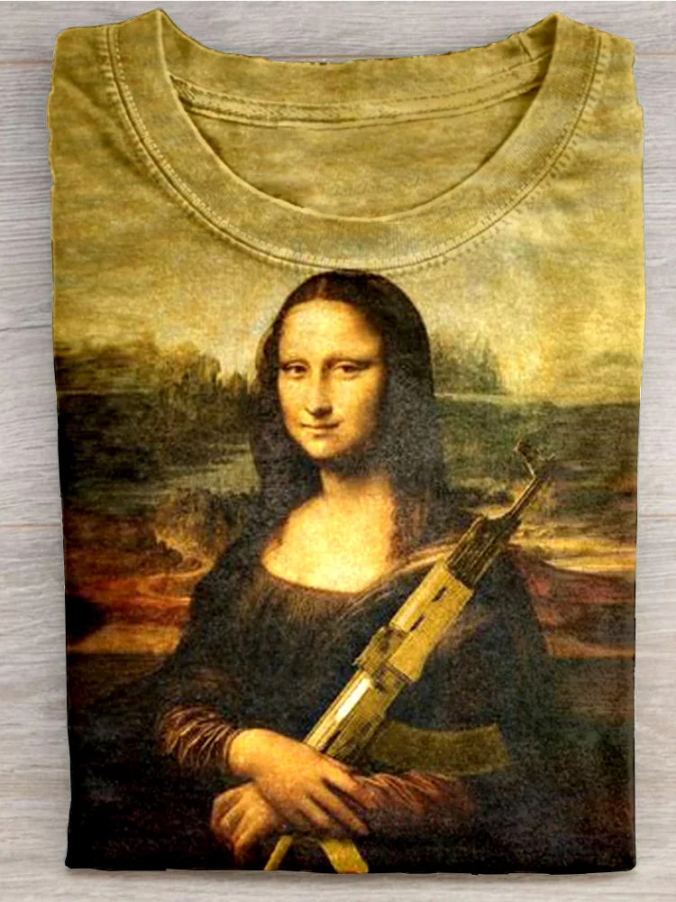 Eagerlys  Mona Lisa Holding A Rifle Art Print T-shirt Eagerlys