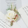 10PCS Morandi Wedding Catering Bridal Groom Guests Corsage Boutonniere Wrist Artificial Flower Bouquets