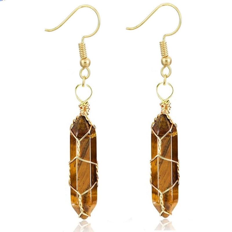 1 Pair Casual Minimalist Geometric Natural Stone Crystal Iron Drop Earrings