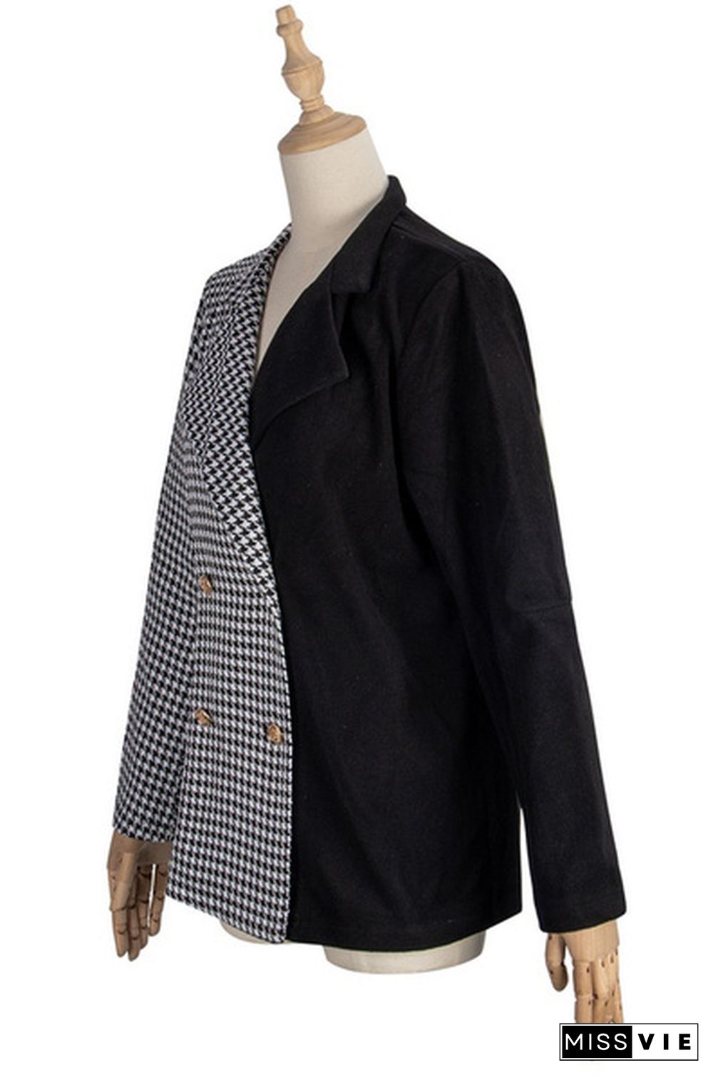 Womens Fashion Patchwork Blazer Jacket Office Work Business Outfit Lady Lapel Long Sleeve