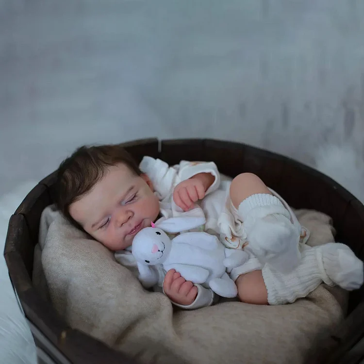  17" Newborn Lifelike Silicone Reborn Sleeping Baby Doll Girl Named Isla with Eyes Closed - Reborndollsshop®-Reborndollsshop®