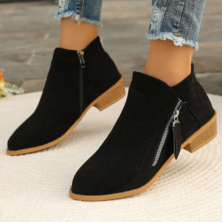 Breakj Breakj Thick Background Solid Color Tip Side Zipper Martin Boots 2025 Spring And Autumn New Short-Box Women Boots